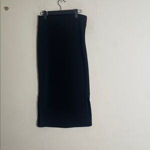 SPANX Black Slim Pencil Midi Skirt with Hem Slits